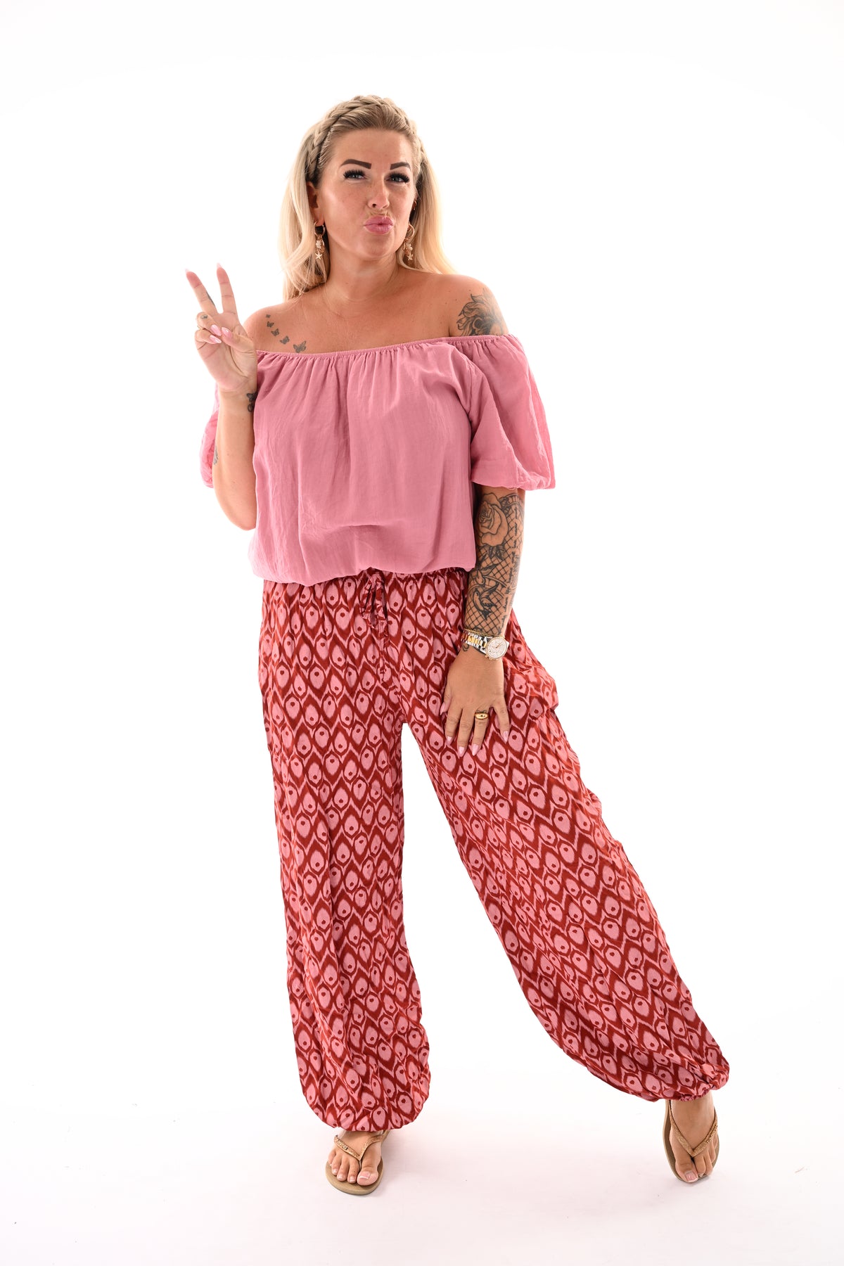 Ballon broek print abstract rood