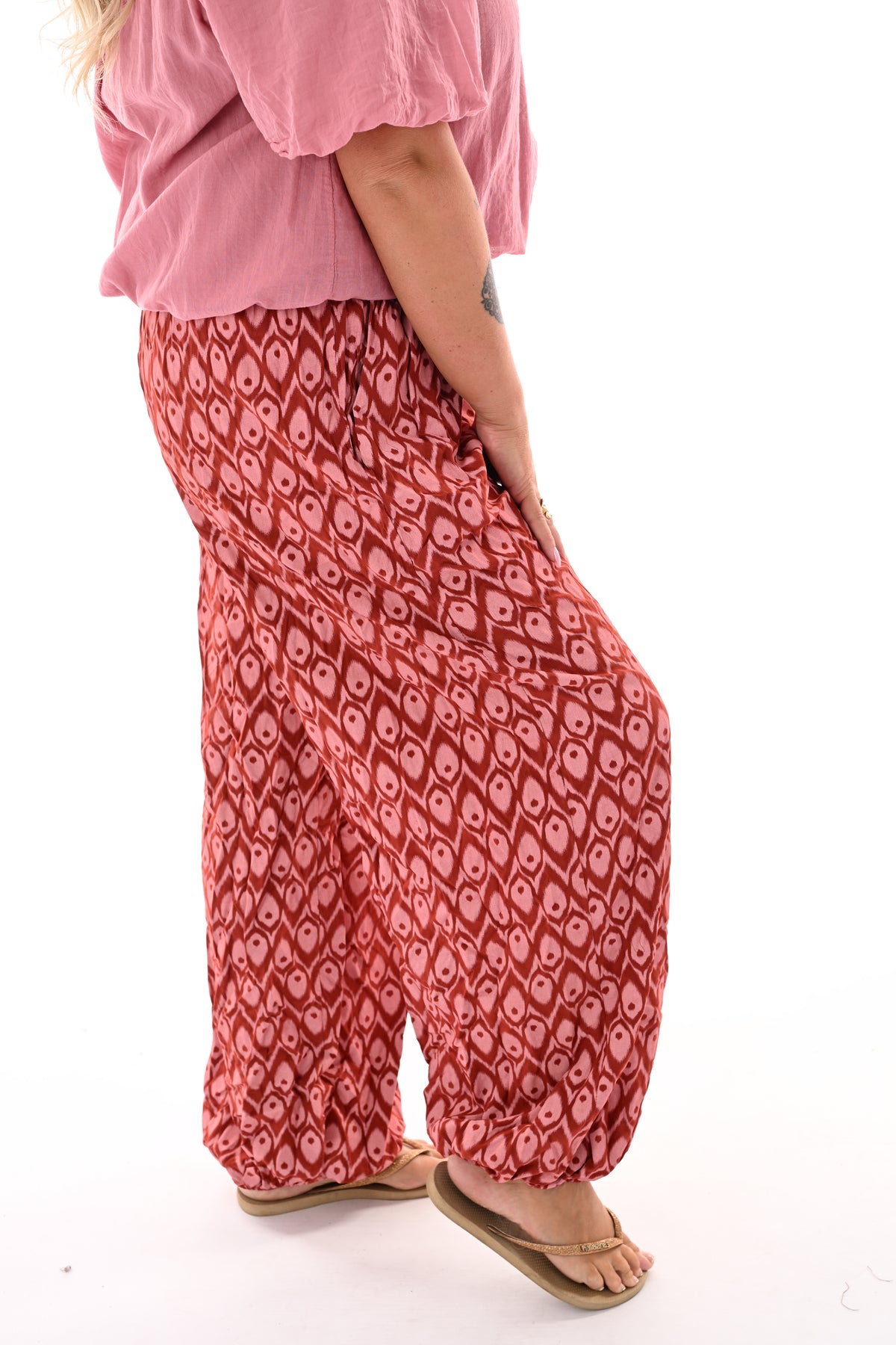 Ballon broek print abstract rood
