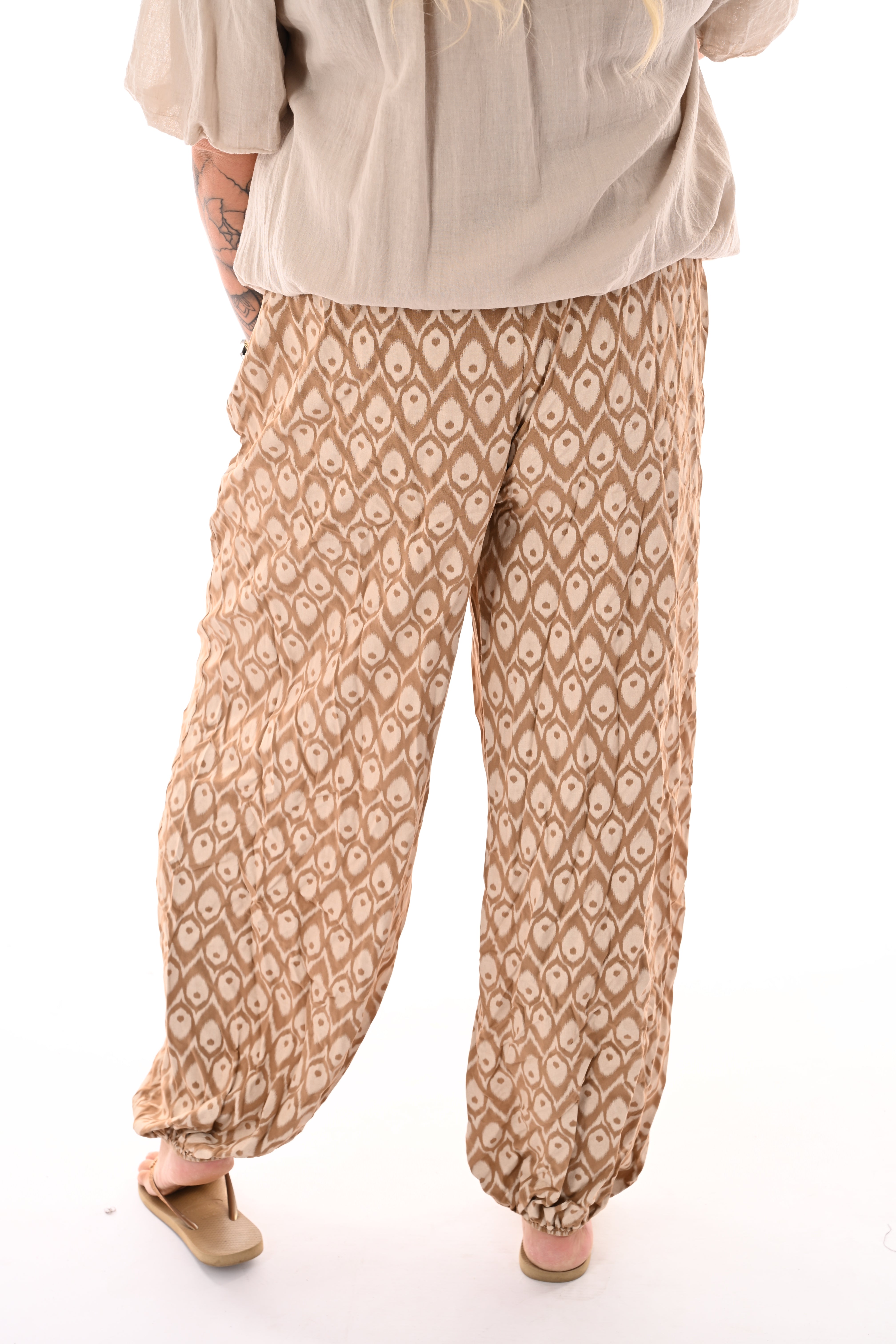 Ballon broek print abstract beige