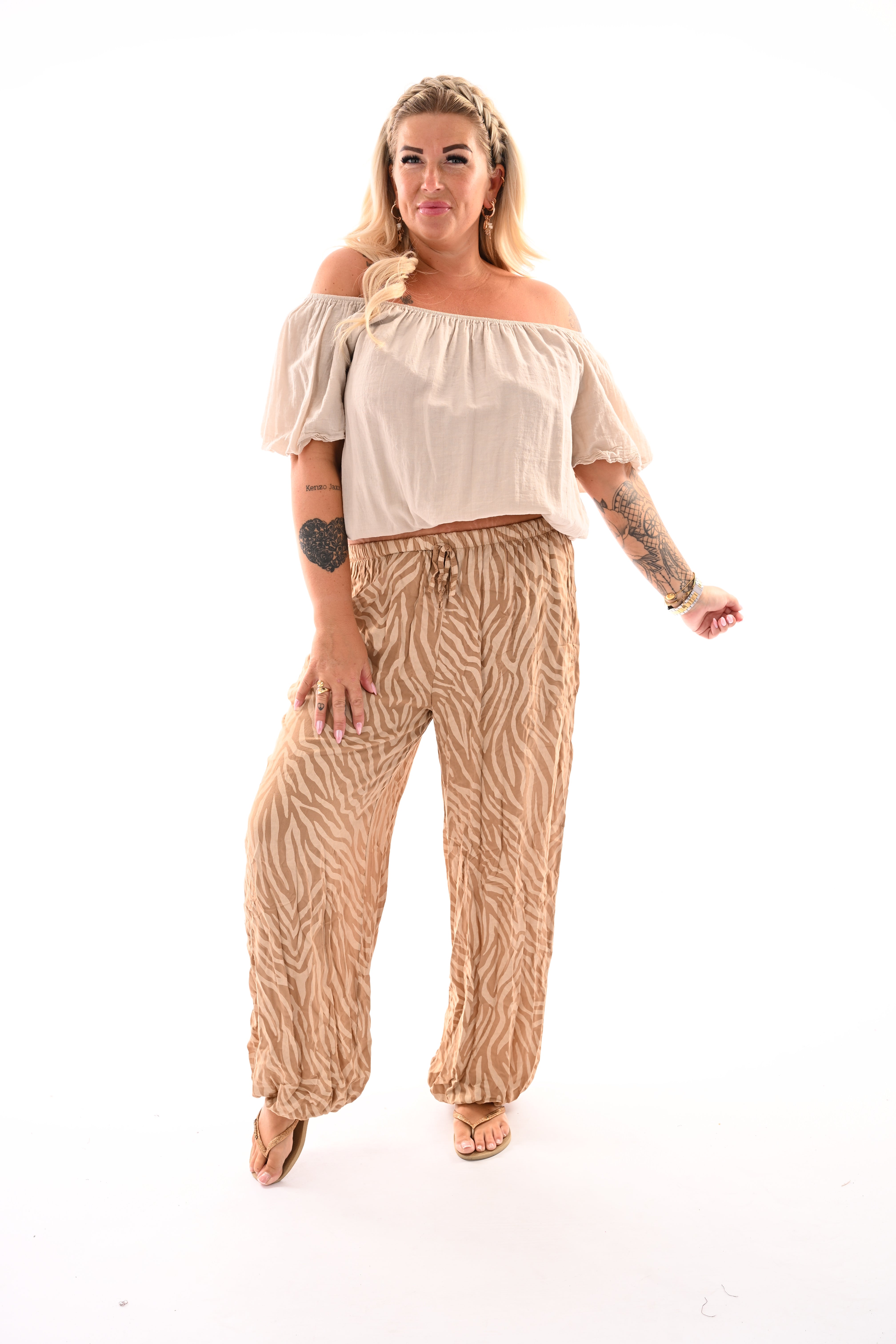 Ballon broek print zebra beige