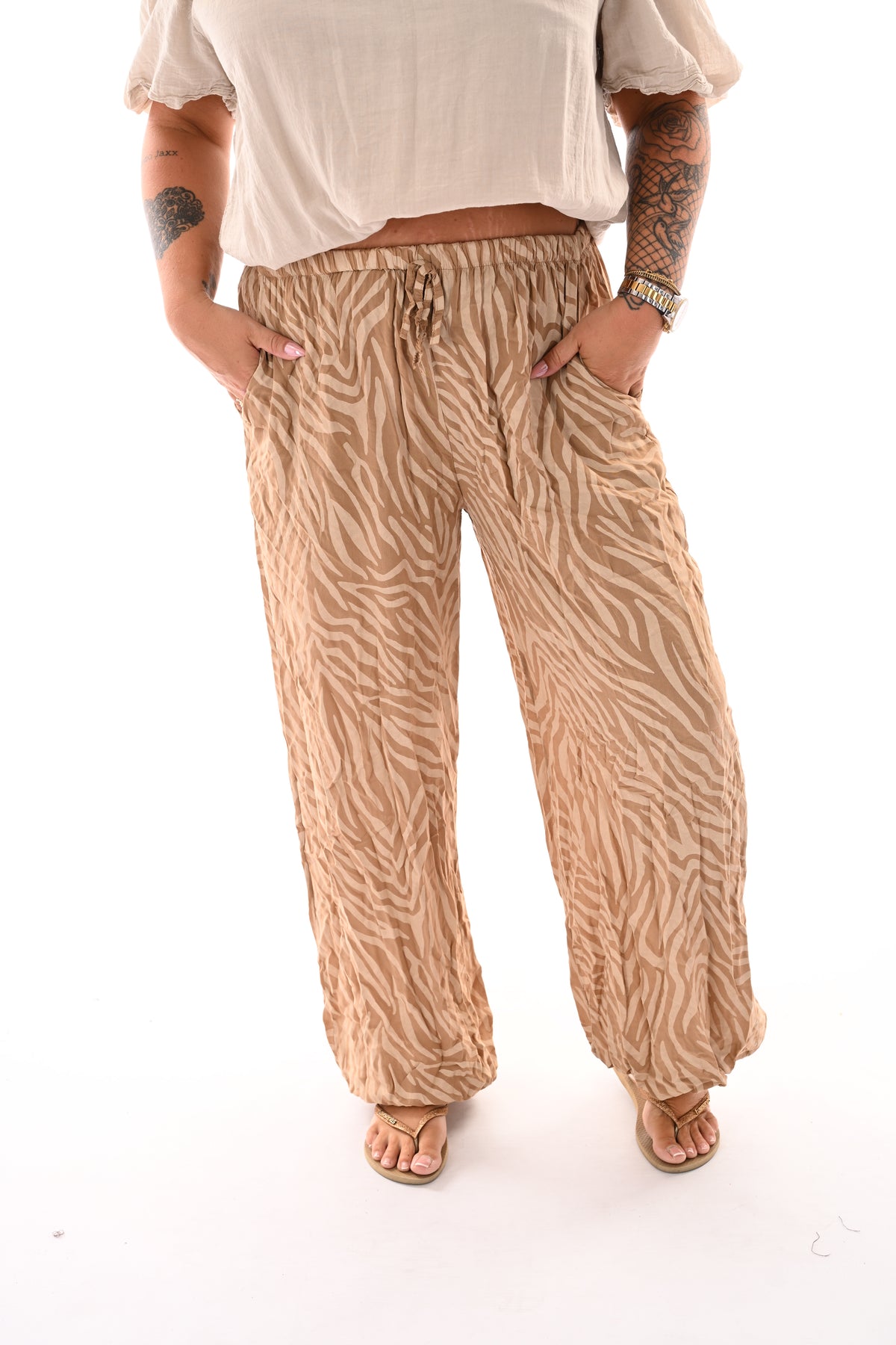 Ballon broek print zebra beige