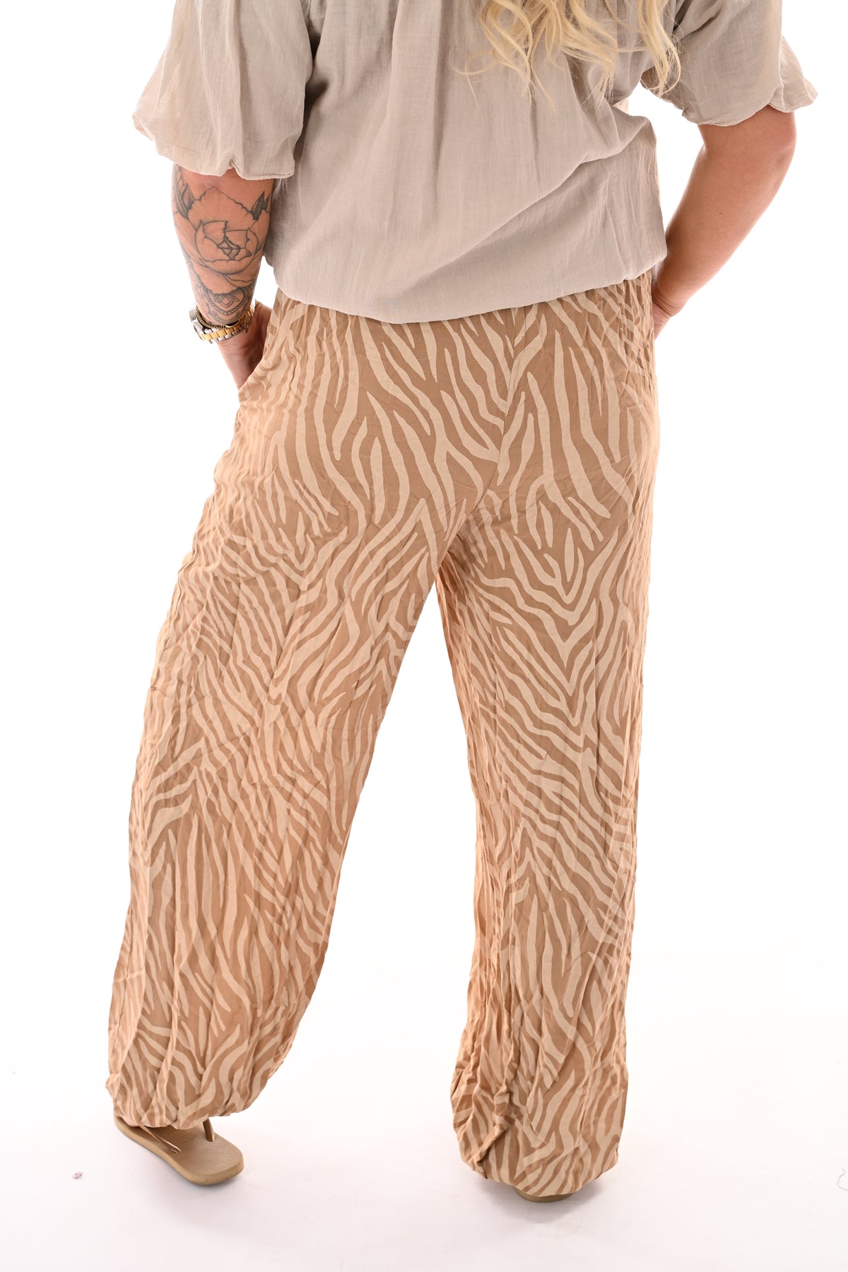 Ballon broek print zebra beige