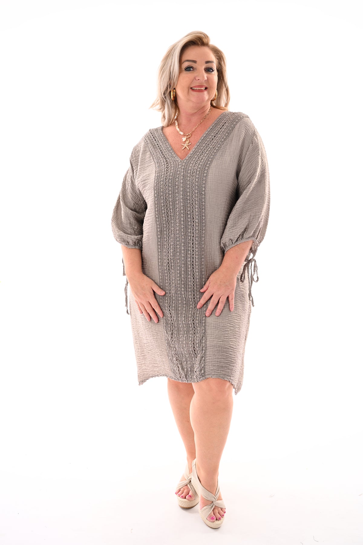 Ibiza crepe tuniek taupe