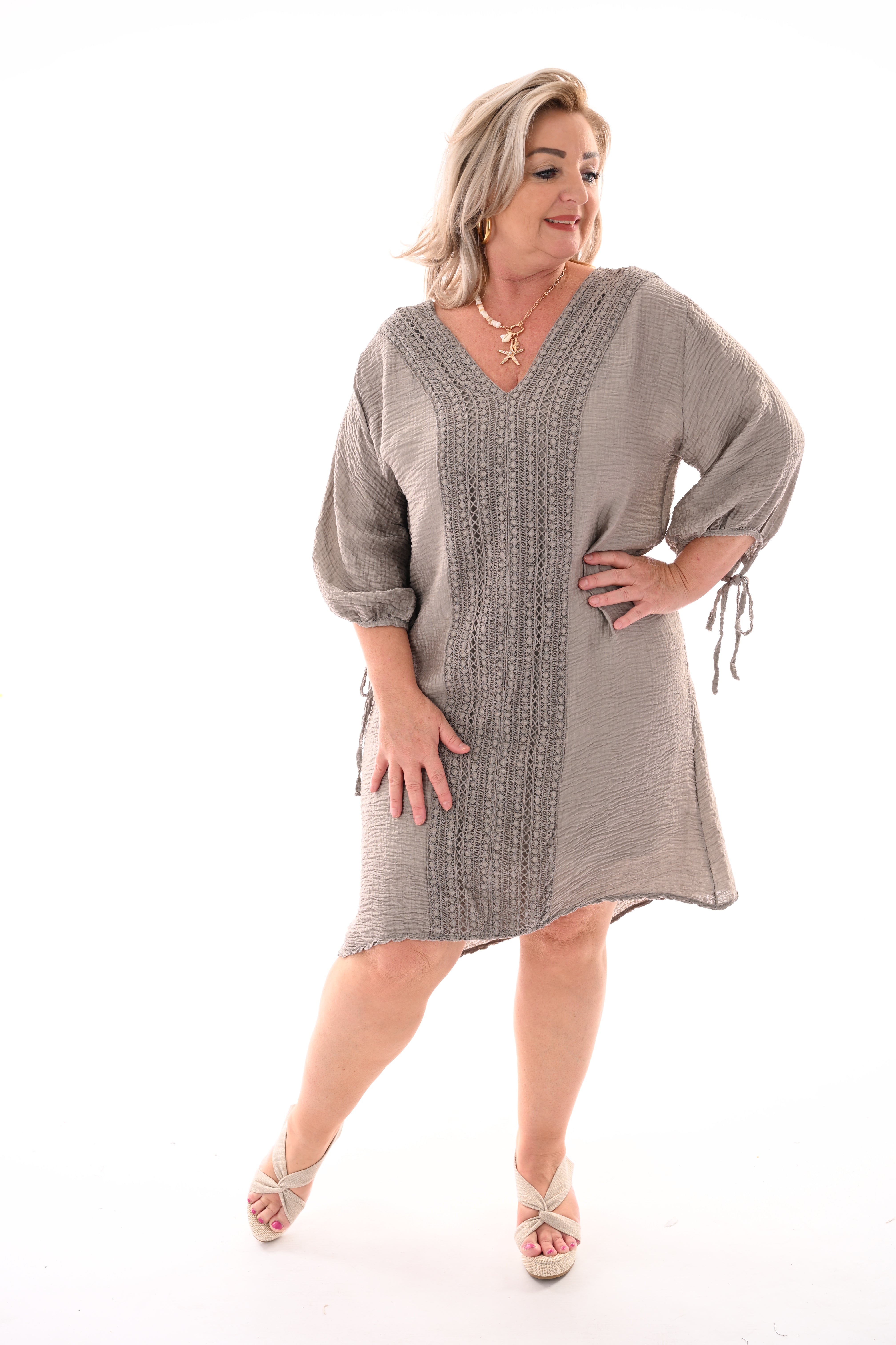 Ibiza crepe tuniek taupe
