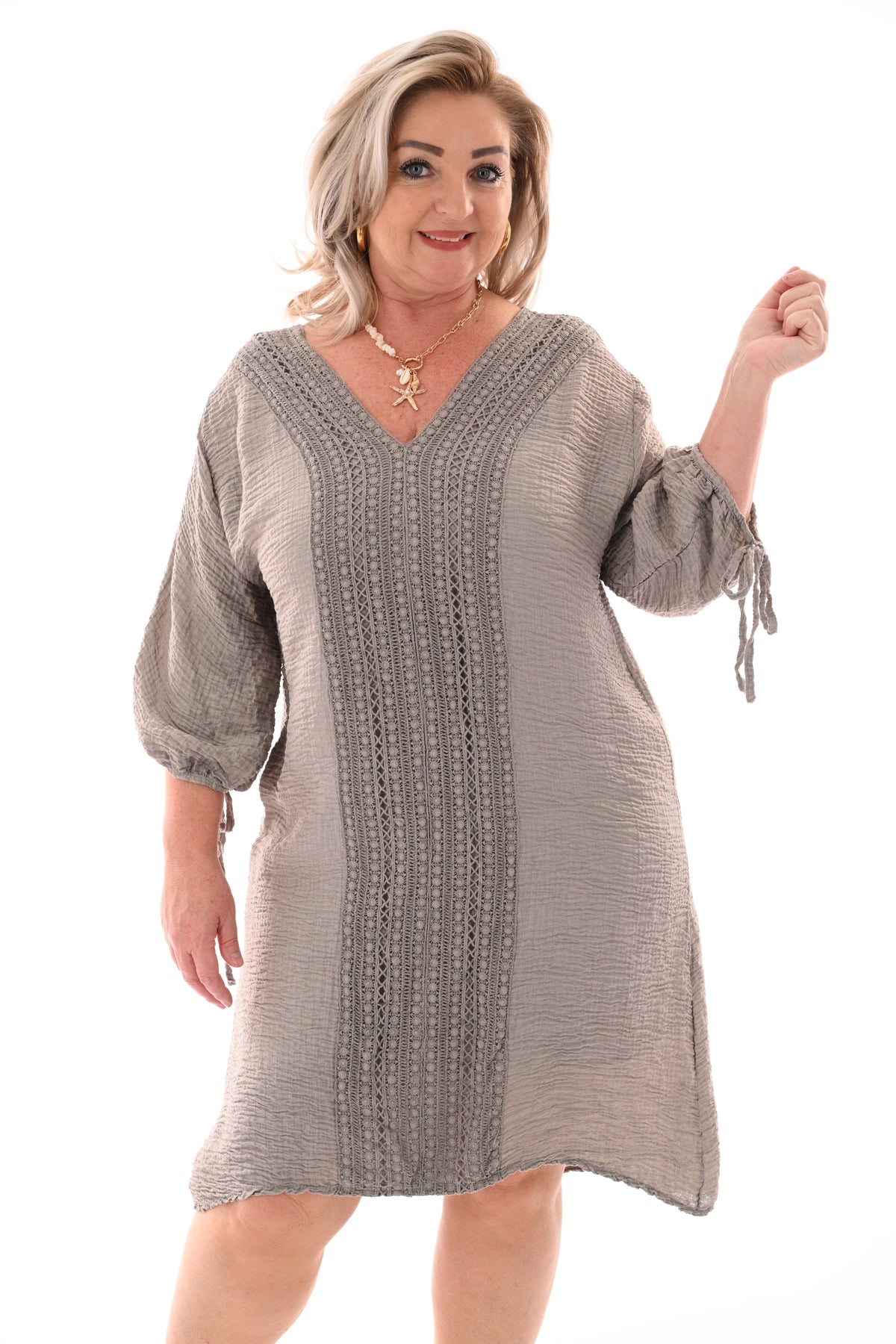Ibiza crepe tuniek taupe