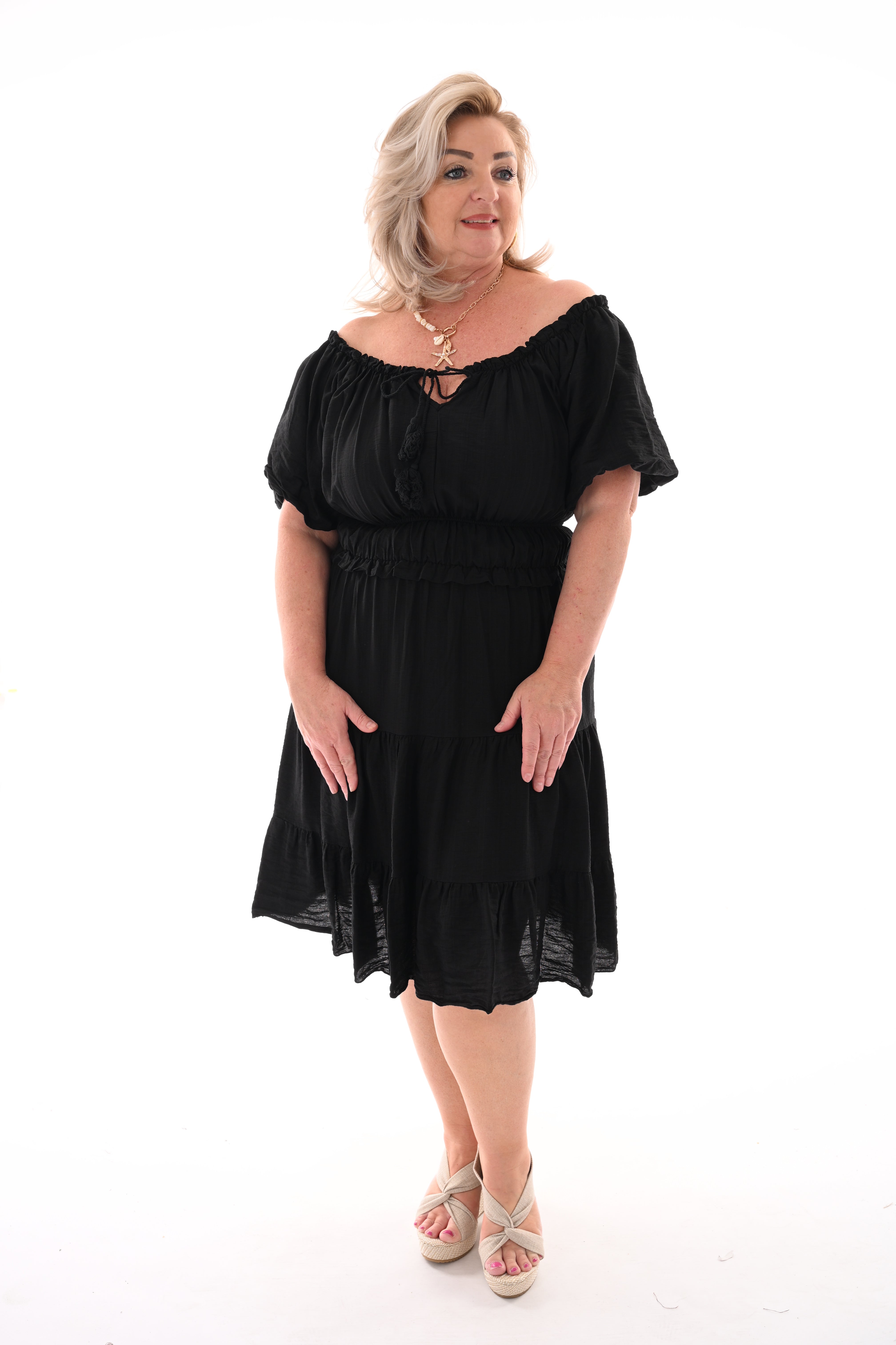 Jurk off-shoulder zwart