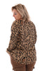 Top silky ophaalmouwen panter beige