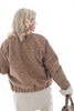 Bomber wavy teddy met rits beige