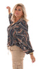 Blouse print swirl jeansblauw