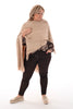 Overslag poncho franjes beige