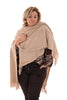 Overslag poncho franjes beige