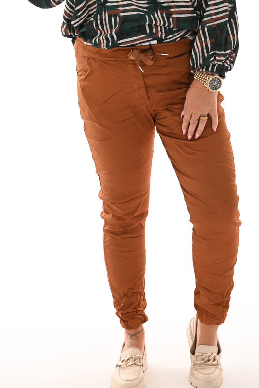 Stretchbroek silky camel