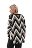 Oversized trui v-hals zigzag zwart/roomwit