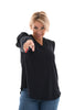 Korte blouse pofmouw uni donkerblauw