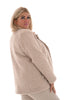 Blazer wavy teddy met gouden knopen beige