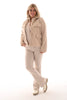 Kort jasje wavy teddy met gouden knopen beige