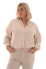 Blouse doorknoop v-hals uni beige