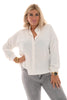 Blouse doorknoop v-hals uni wit