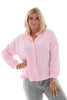 Doorknoop blouse v-hals uni lichtroze