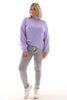 Korte trui turtle neck met pofmouwen lila