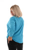 Doorknoop blouse v-hals uni aquablauw