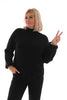 Korte trui turtle neck met pofmouwen zwart