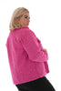 Kort jasje wavy teddy met gouden knopen fuchsia