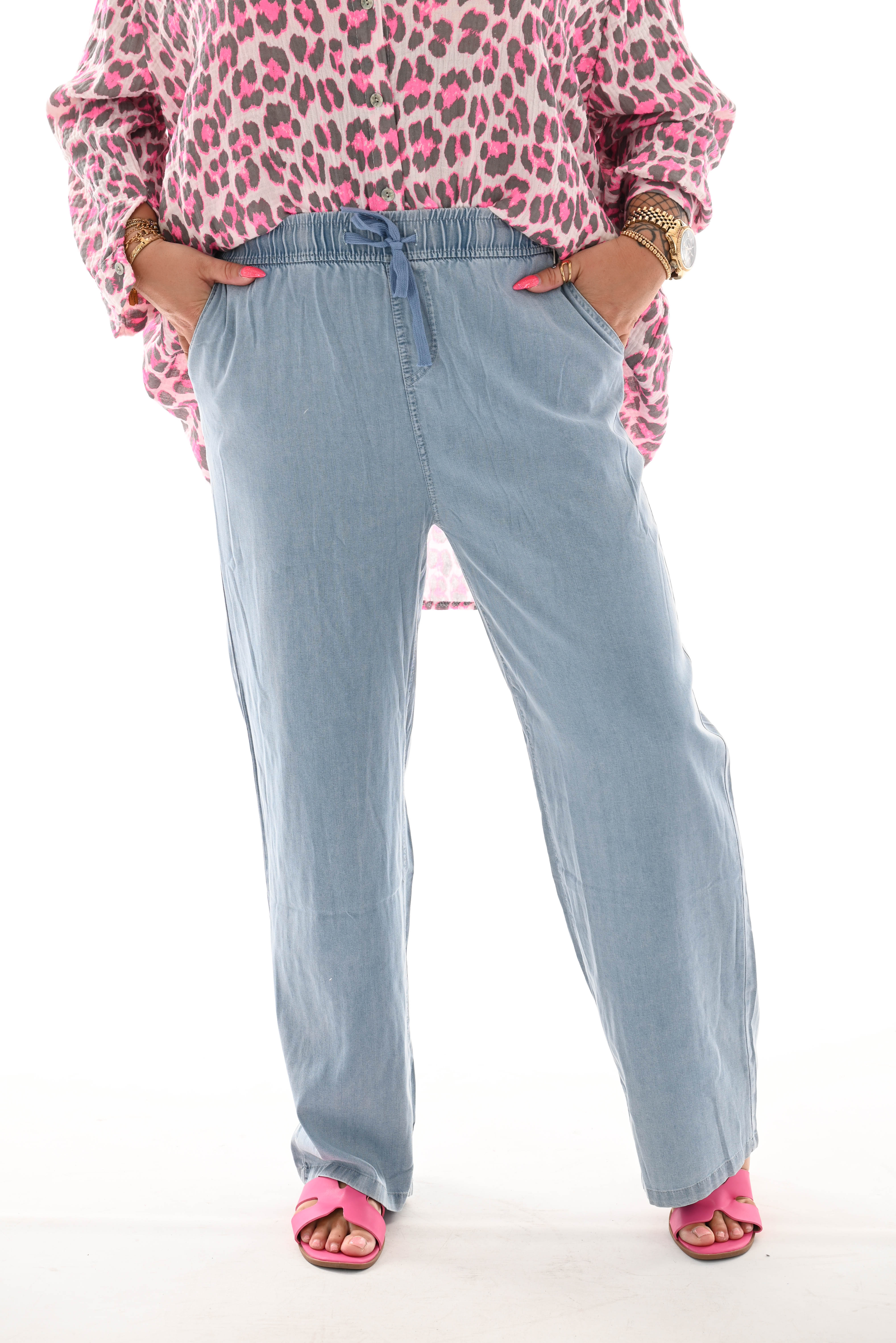 Jeans broek elastieken band blauw