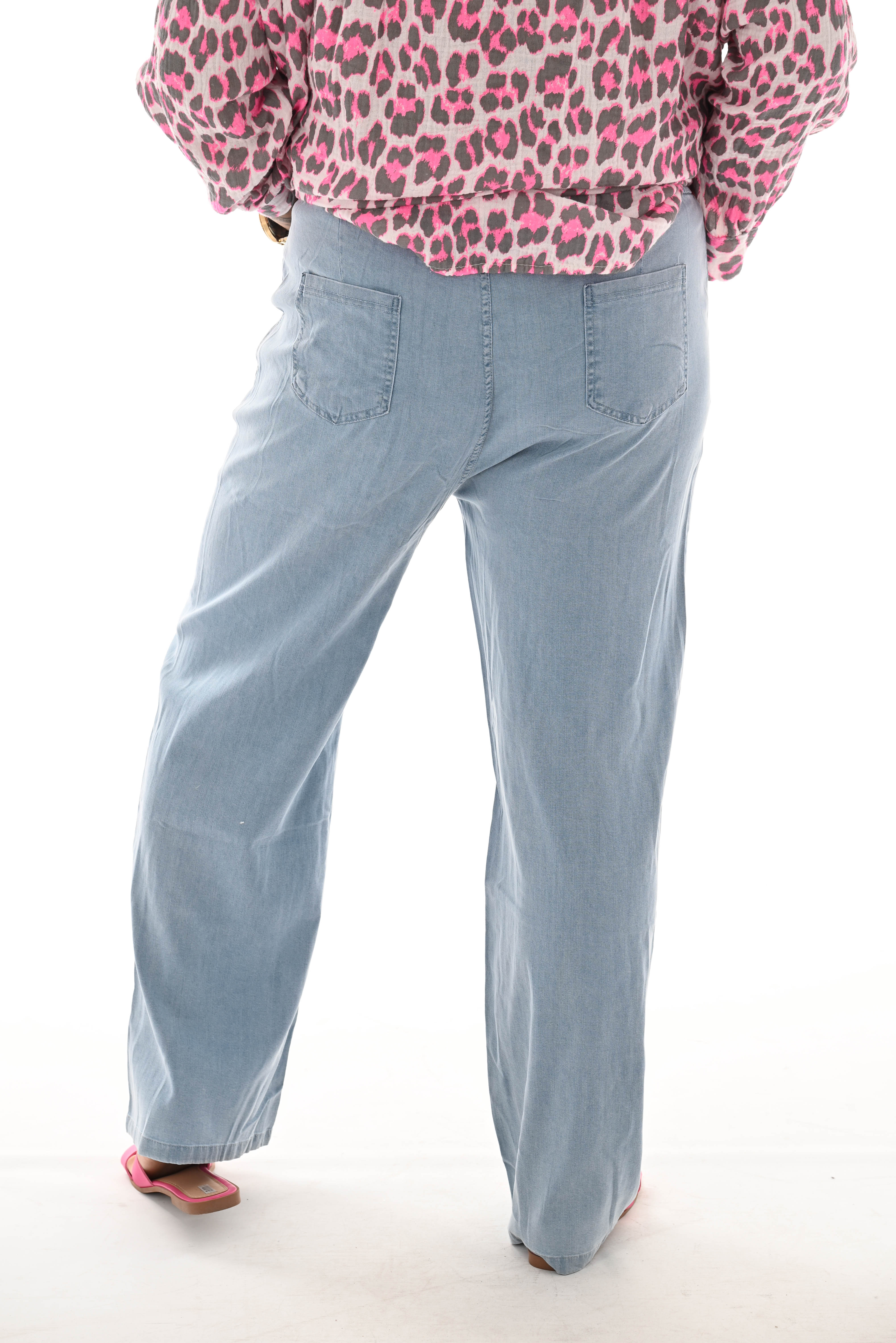 Jeans broek elastieken band blauw