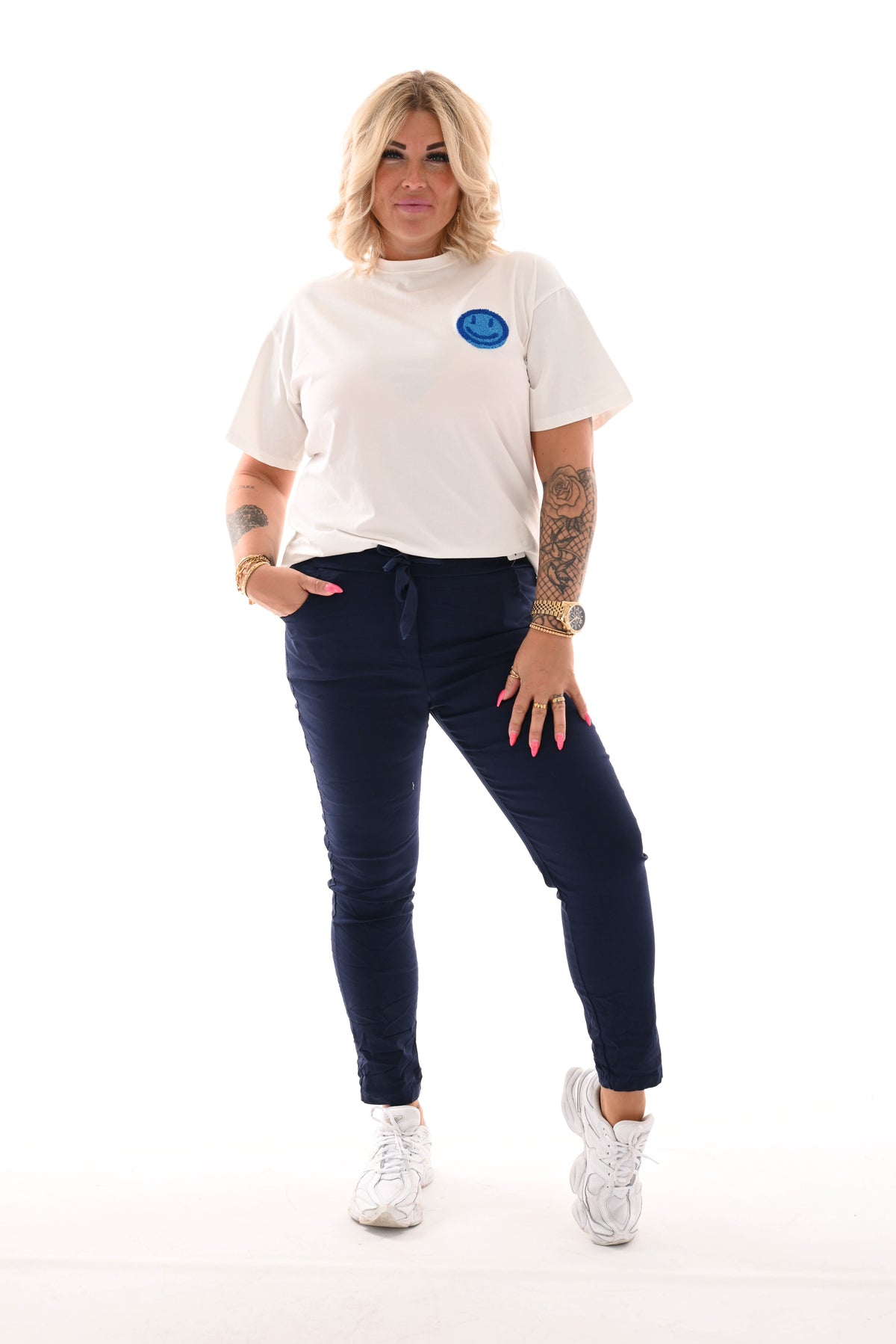 T-shirt Good Vibes Smiley teddy blauw