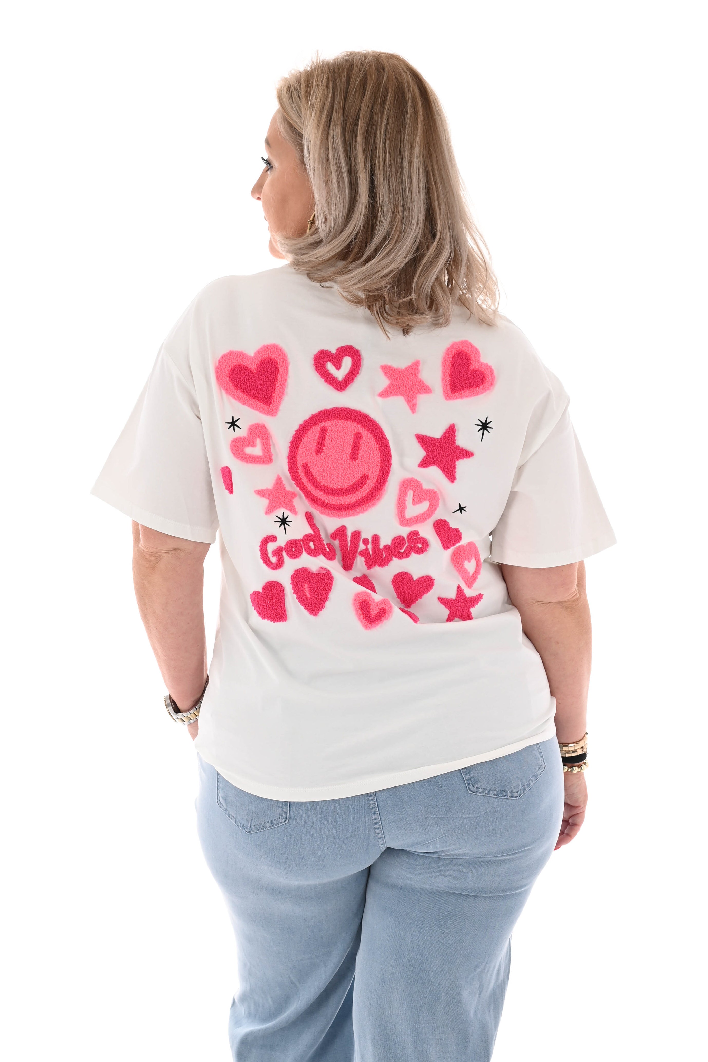 T-shirt Good Vibes Smiley teddy fuchsia