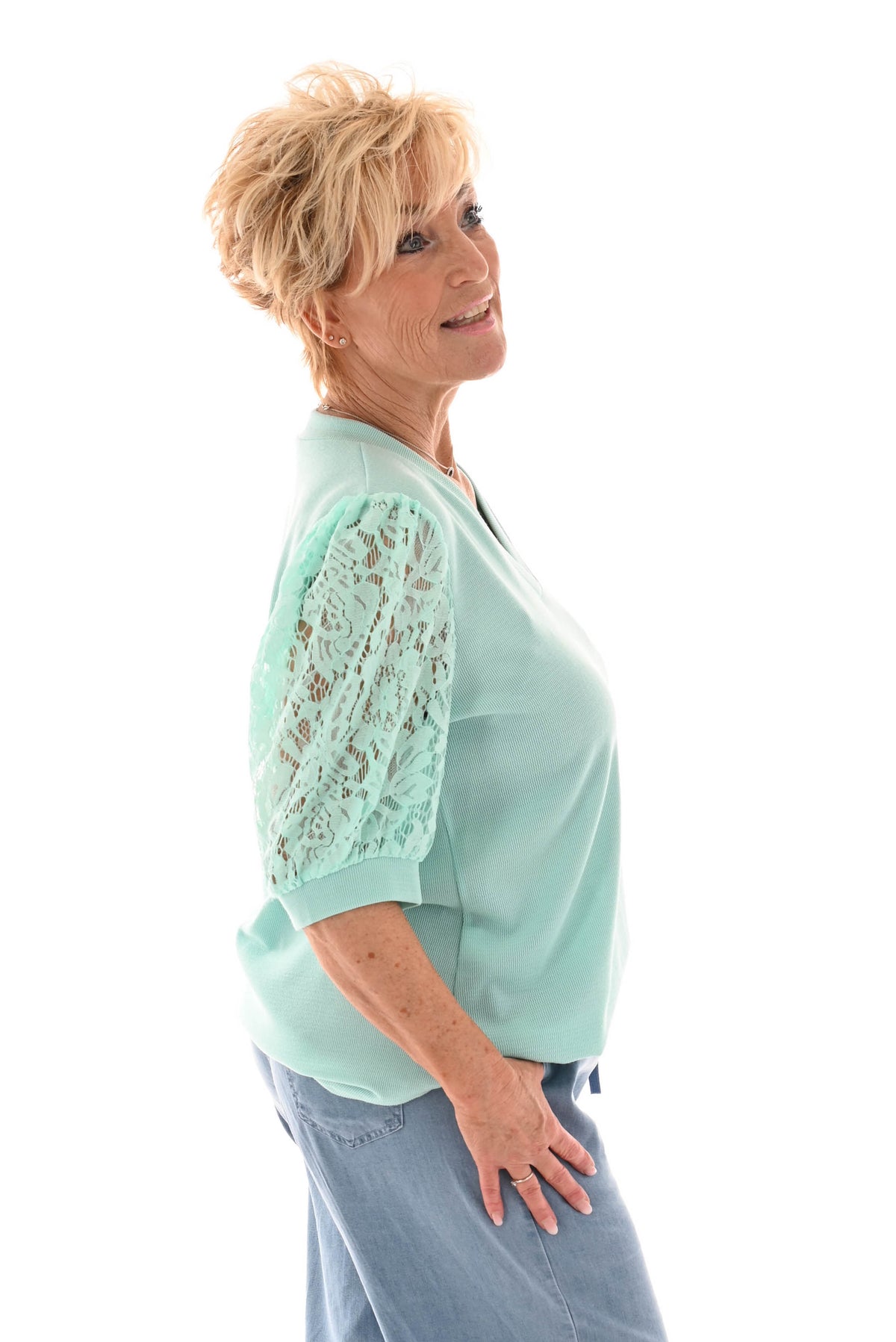 Shirt kanten korte mouwen mintgroen
