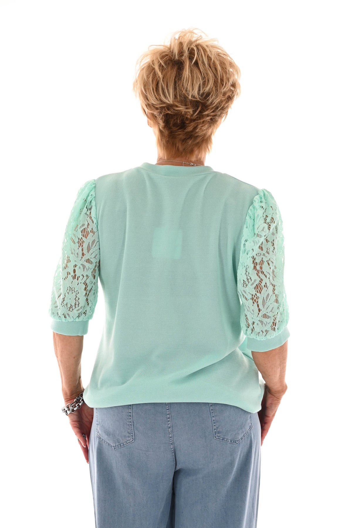 Shirt kanten korte mouwen mintgroen