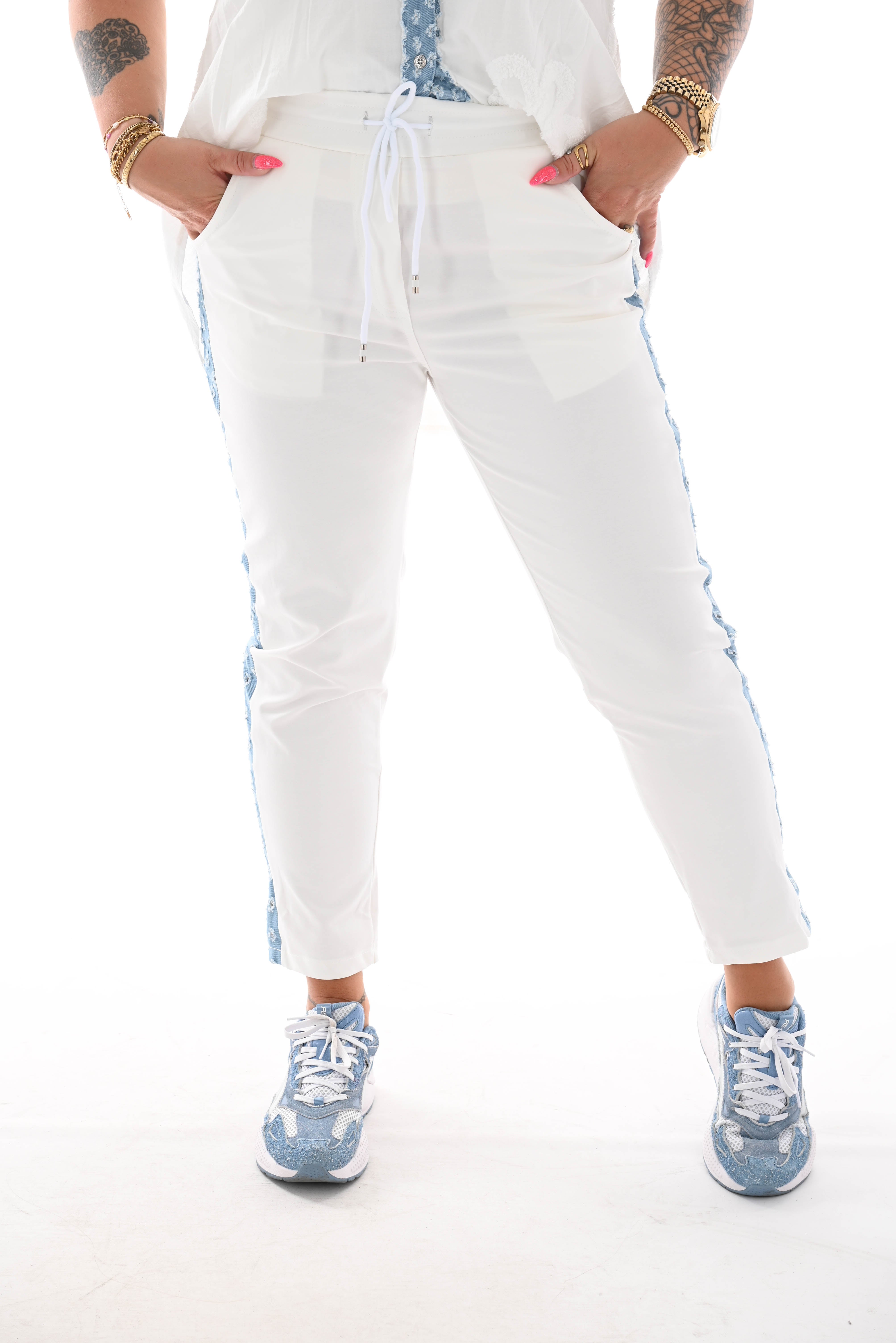 Jogger rafel bies roomwit