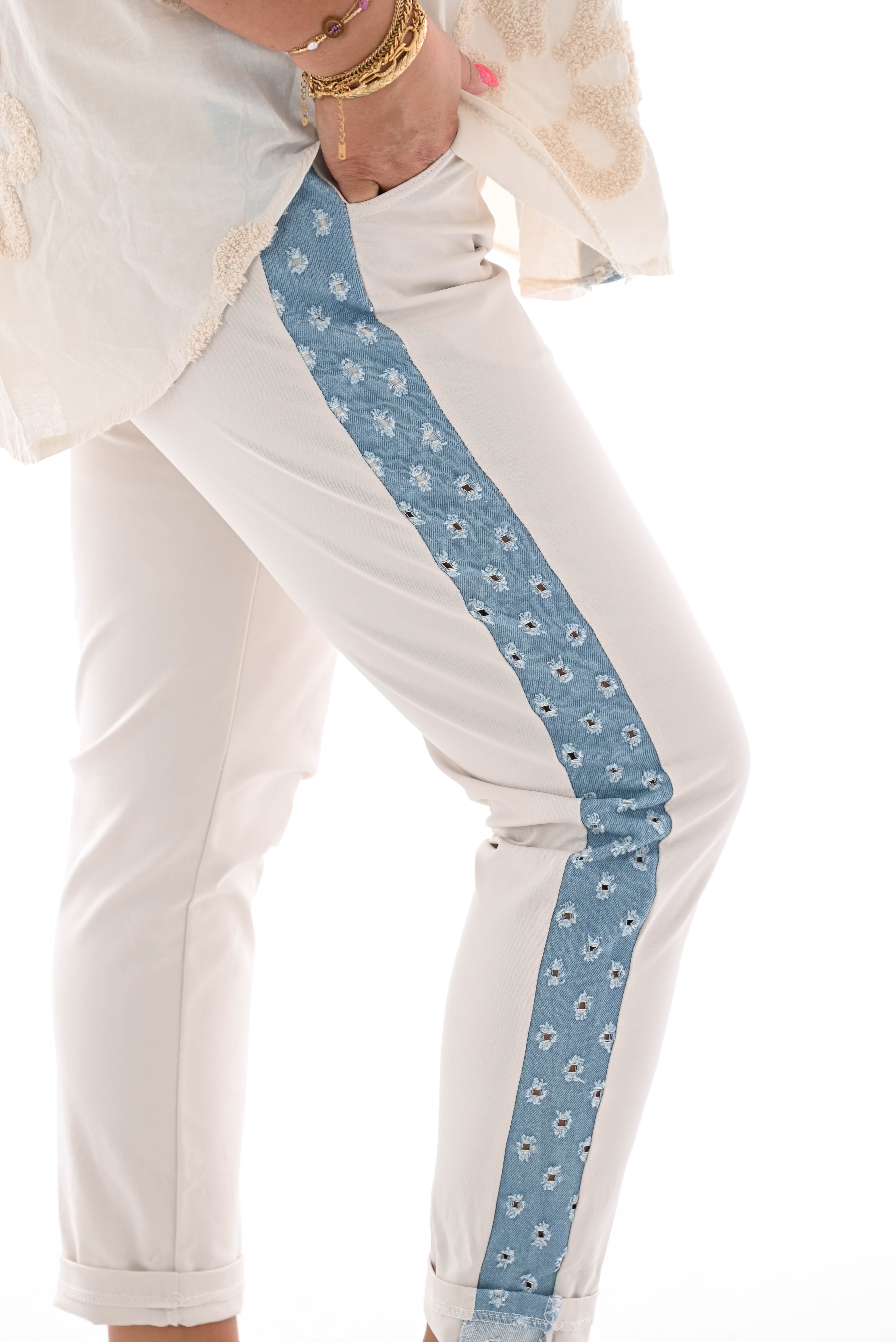 Jogger rafel bies creme