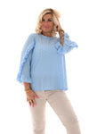 Top roezel 3/4e mouwen blauw