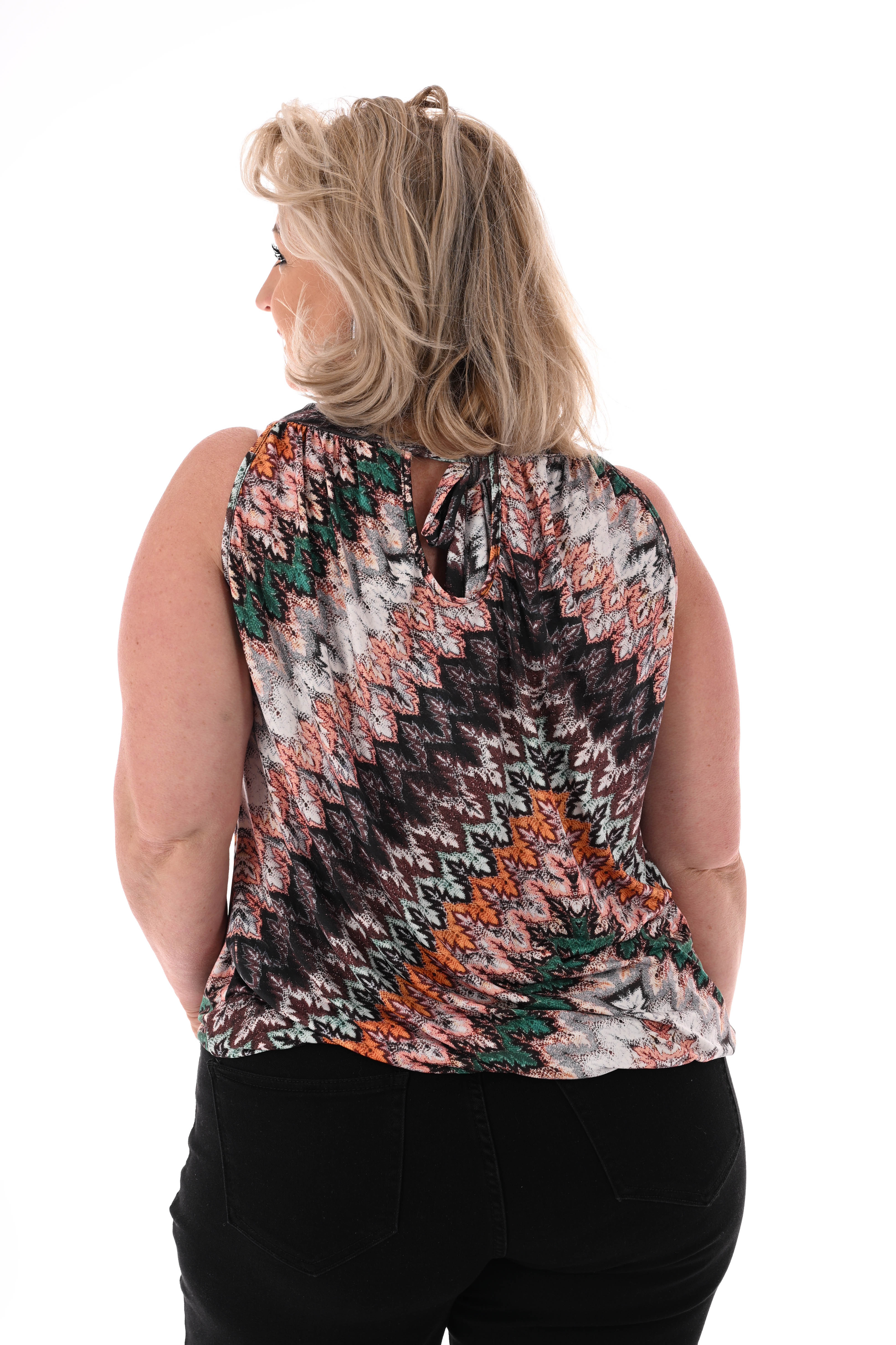 Halter top print bruin/groen