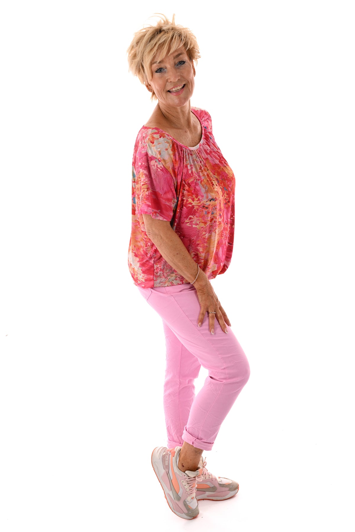 Ballon top print fuchsia