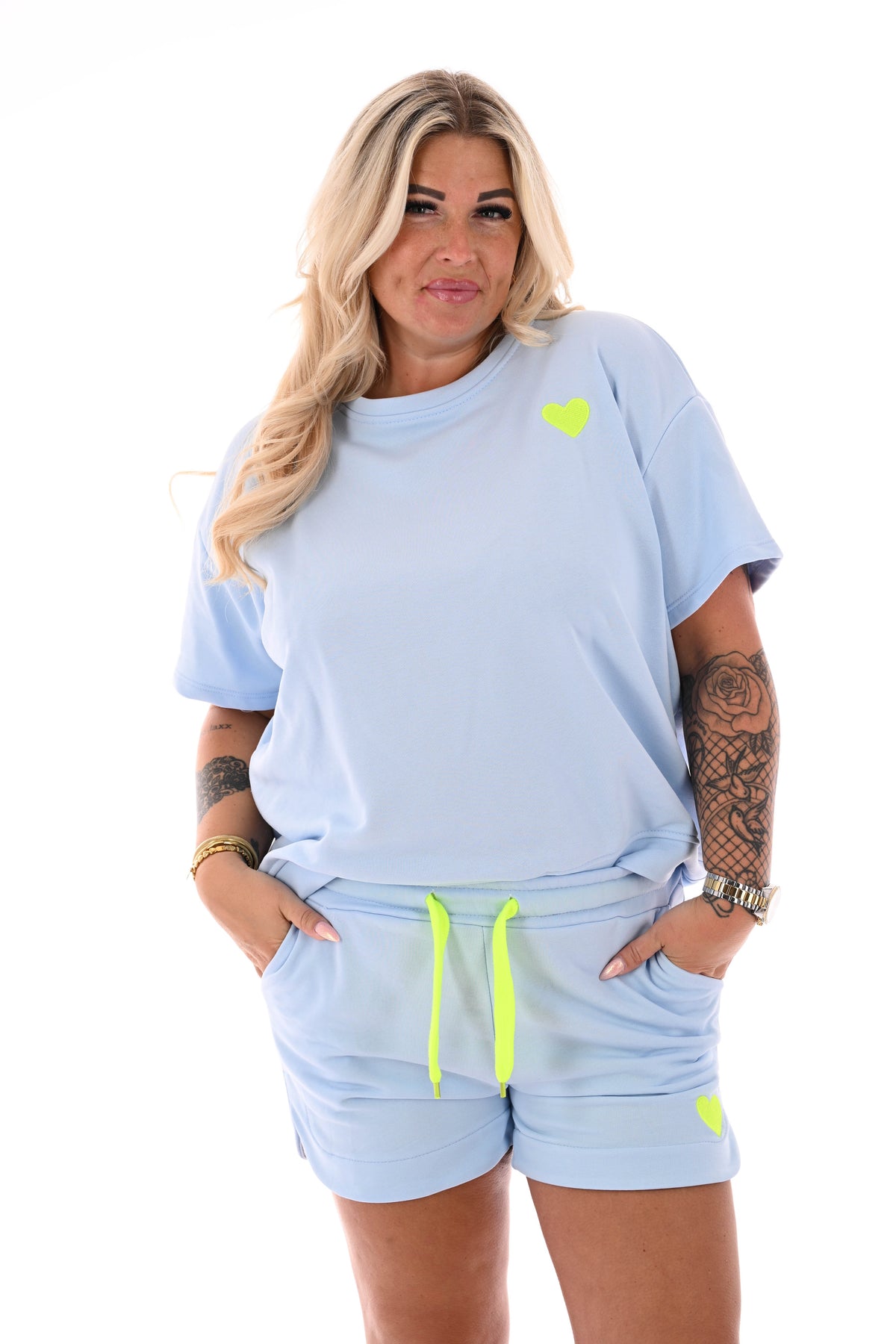Twinset met hart uni lichtblauw