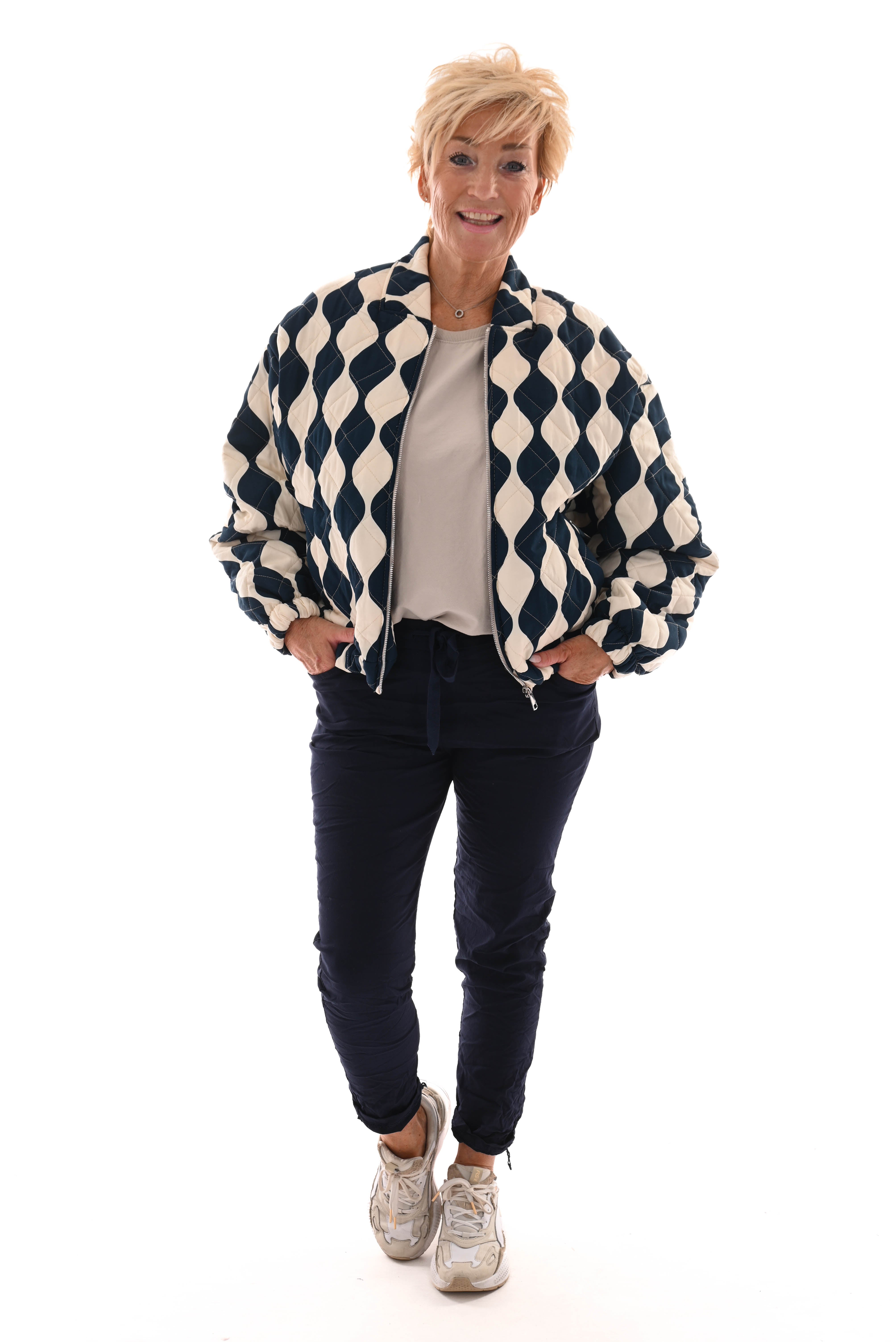 Bomber marineblauw/roomwit