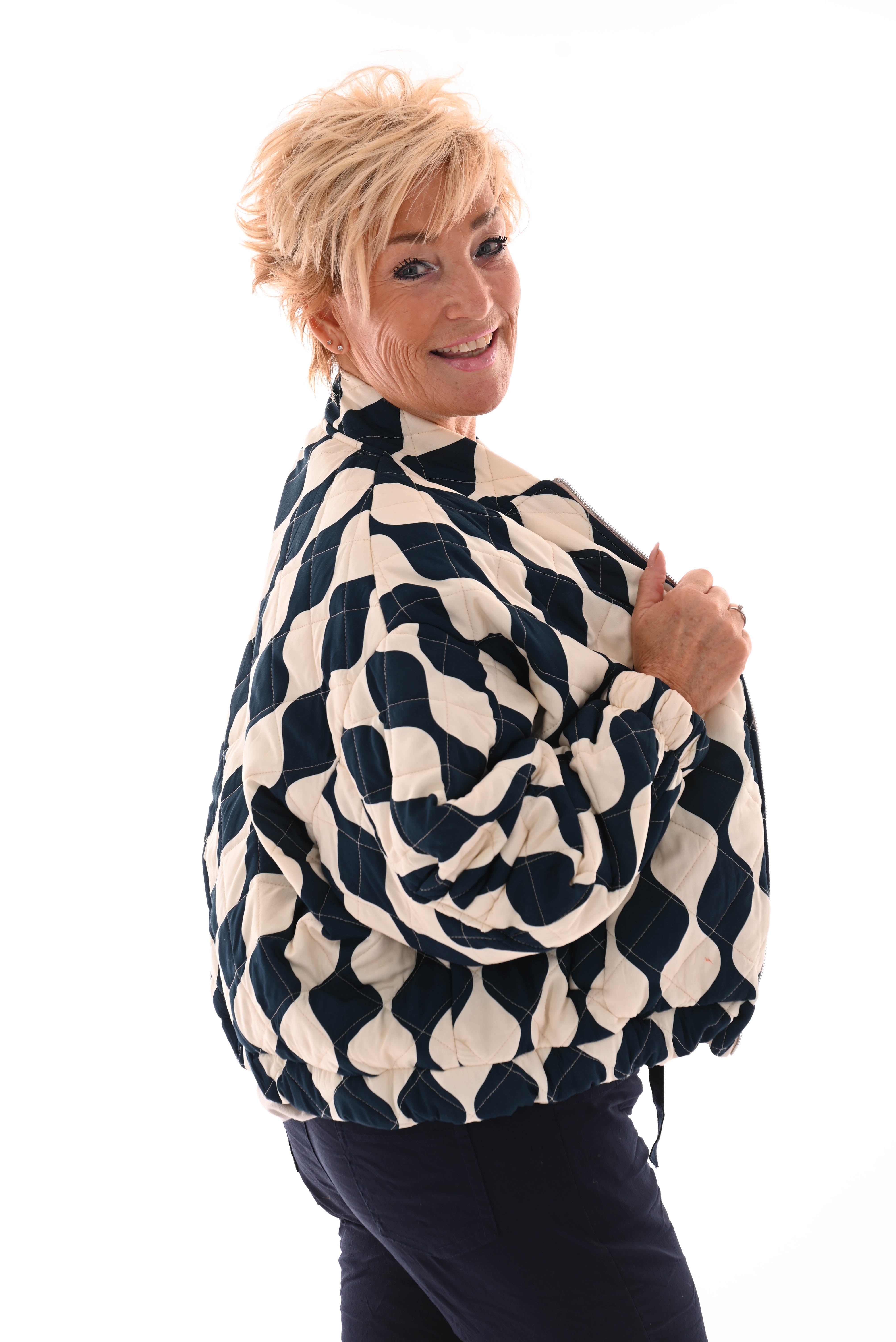 Bomber marineblauw/roomwit