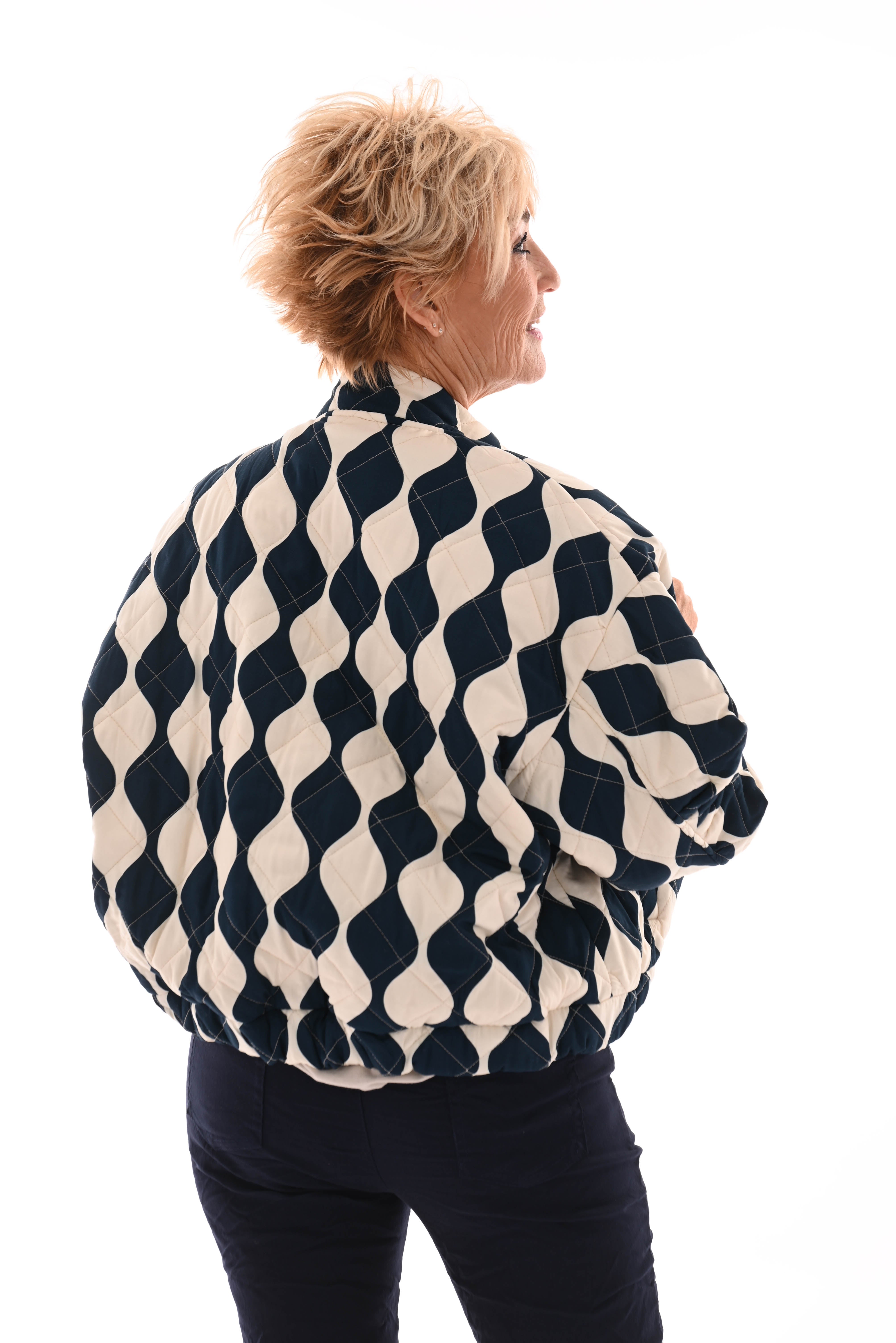 Bomber marineblauw/roomwit