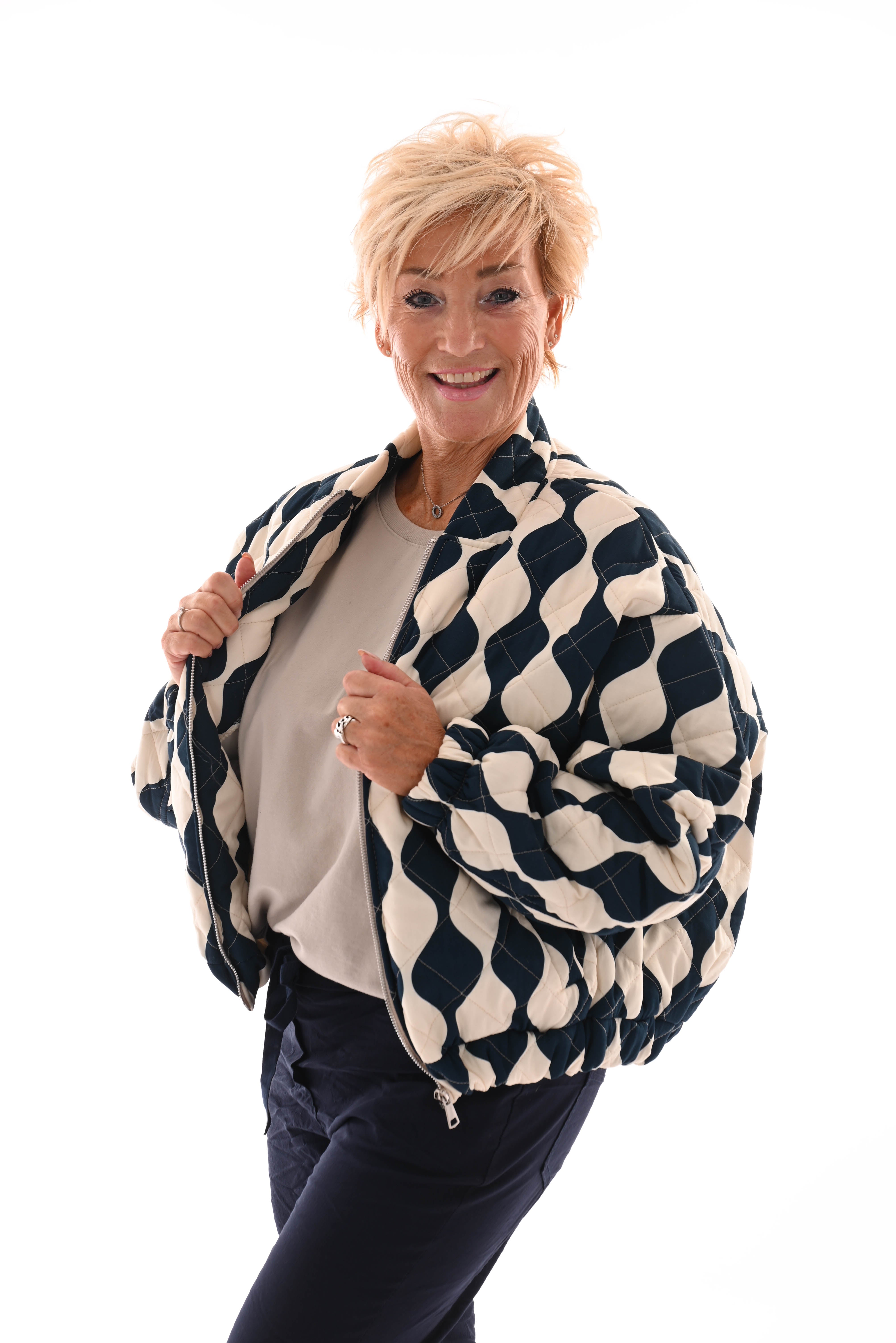 Bomber marineblauw/roomwit