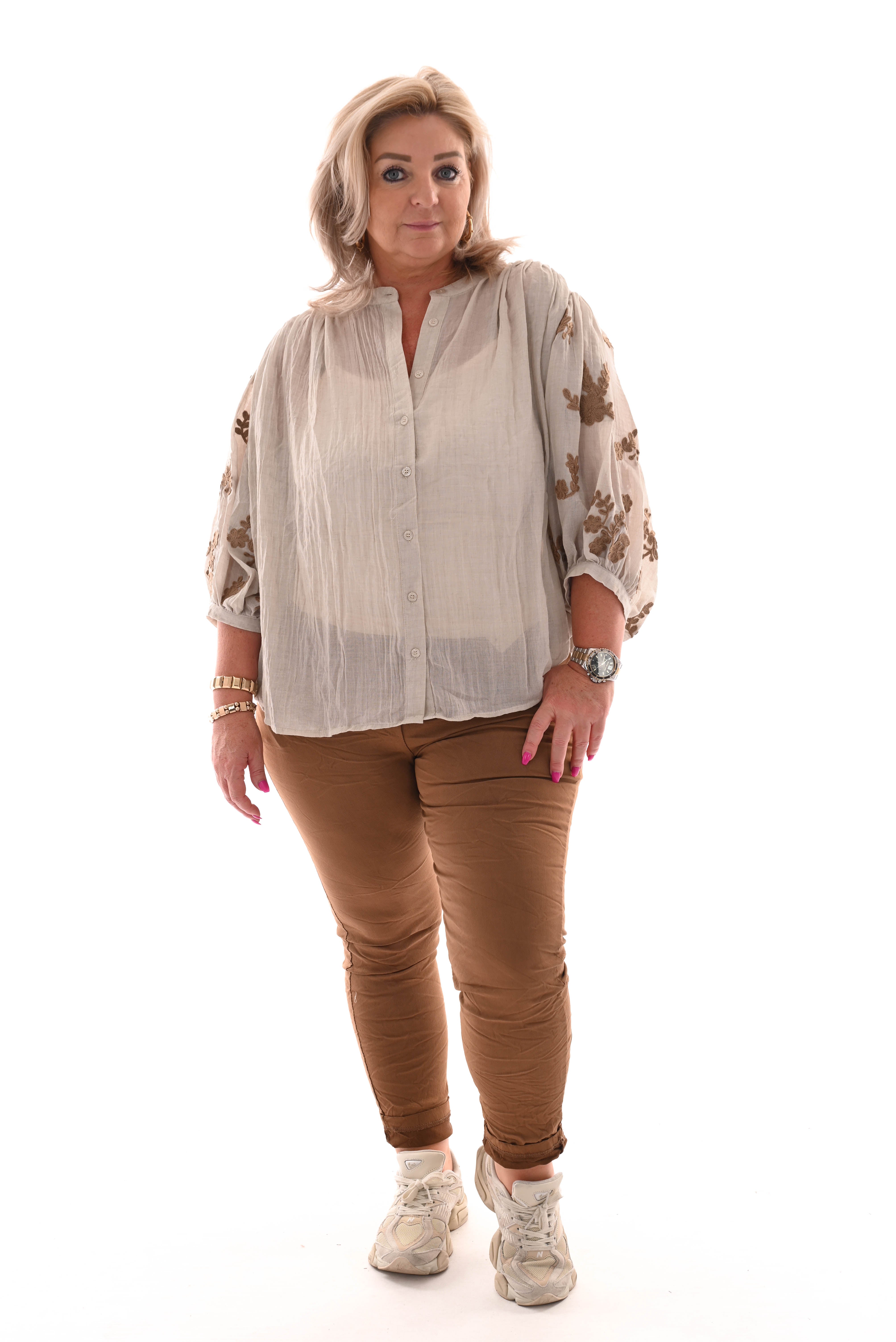 Stretchbroek uni camel