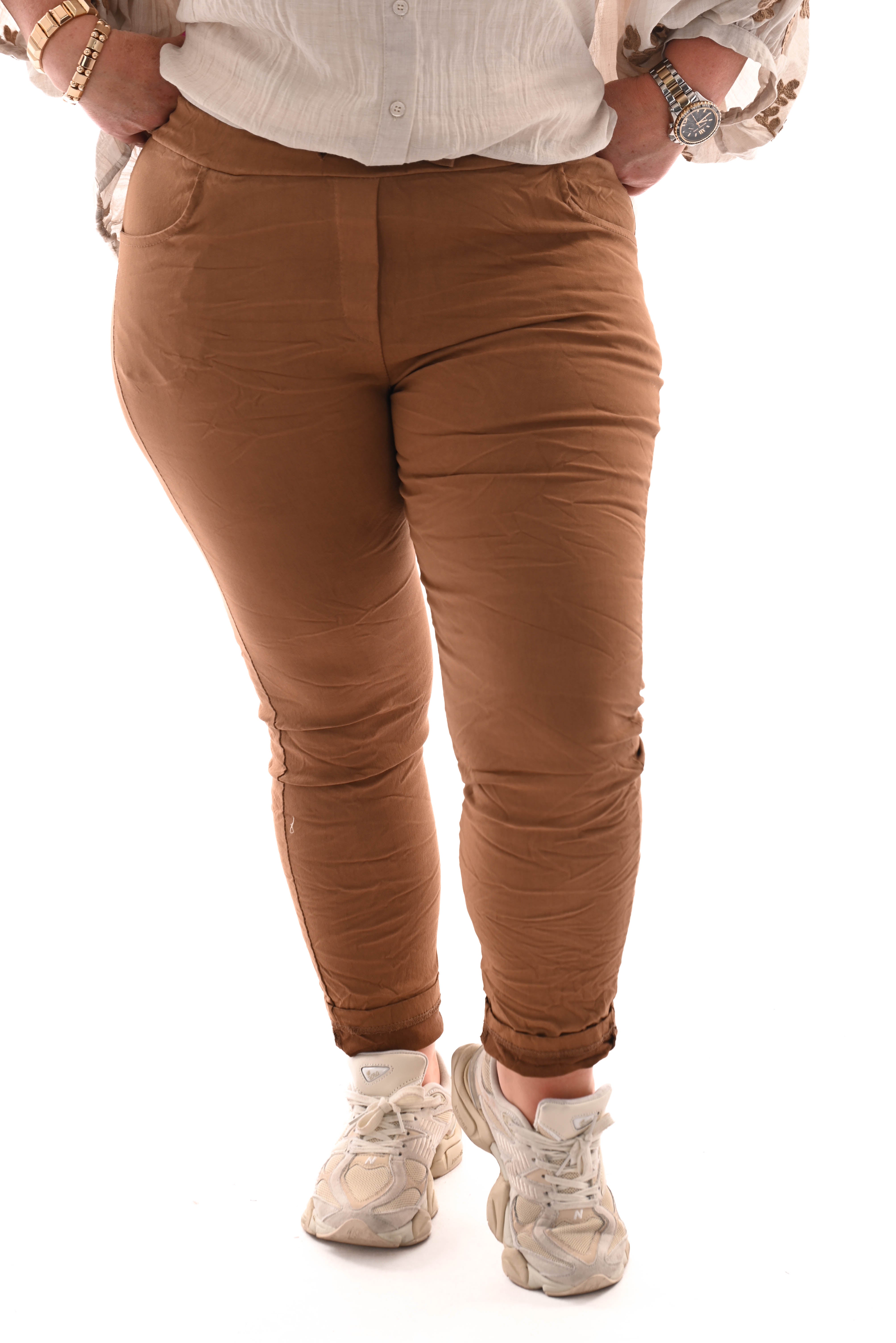 Stretchbroek uni camel