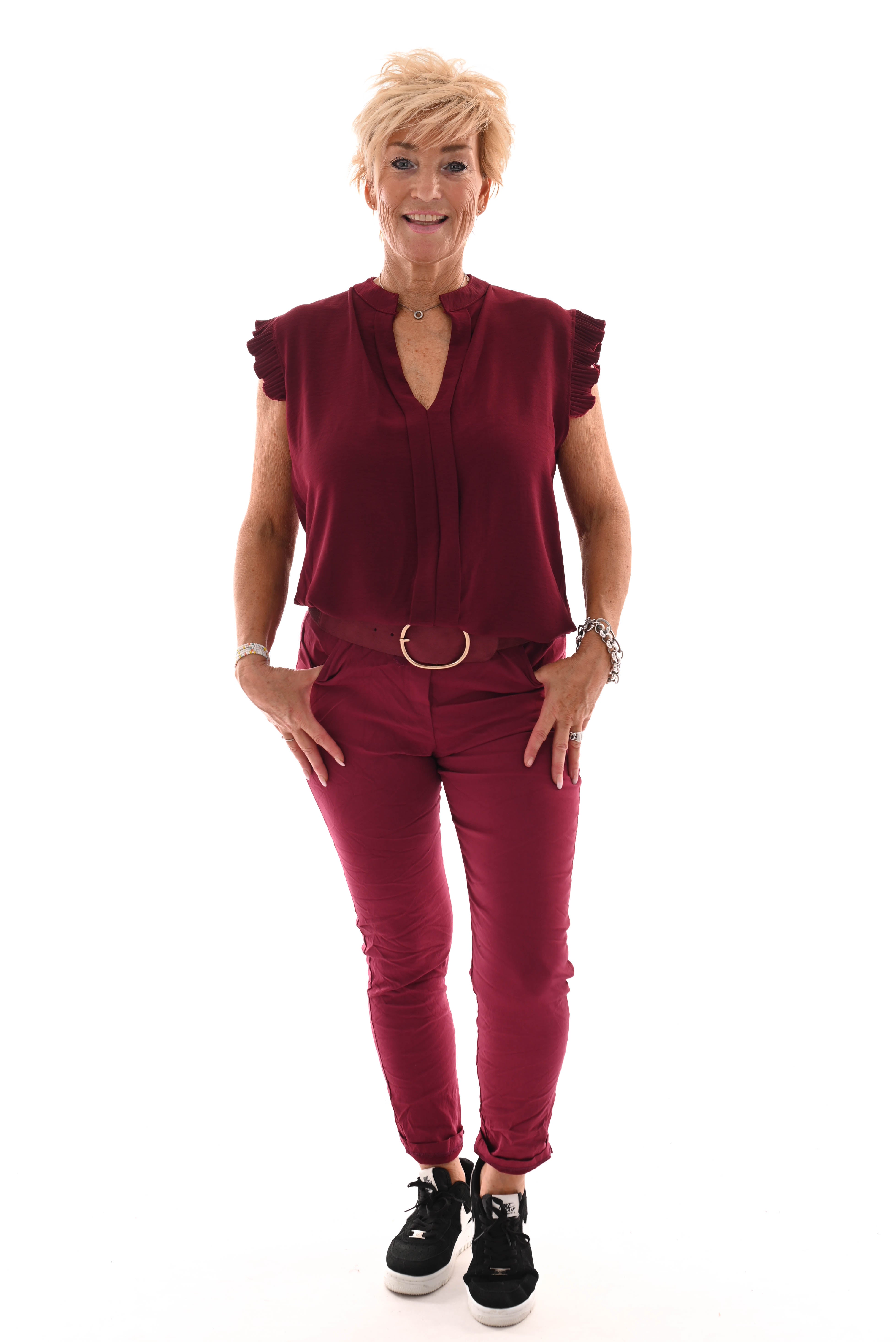 Stretchbroek uni bordeaux