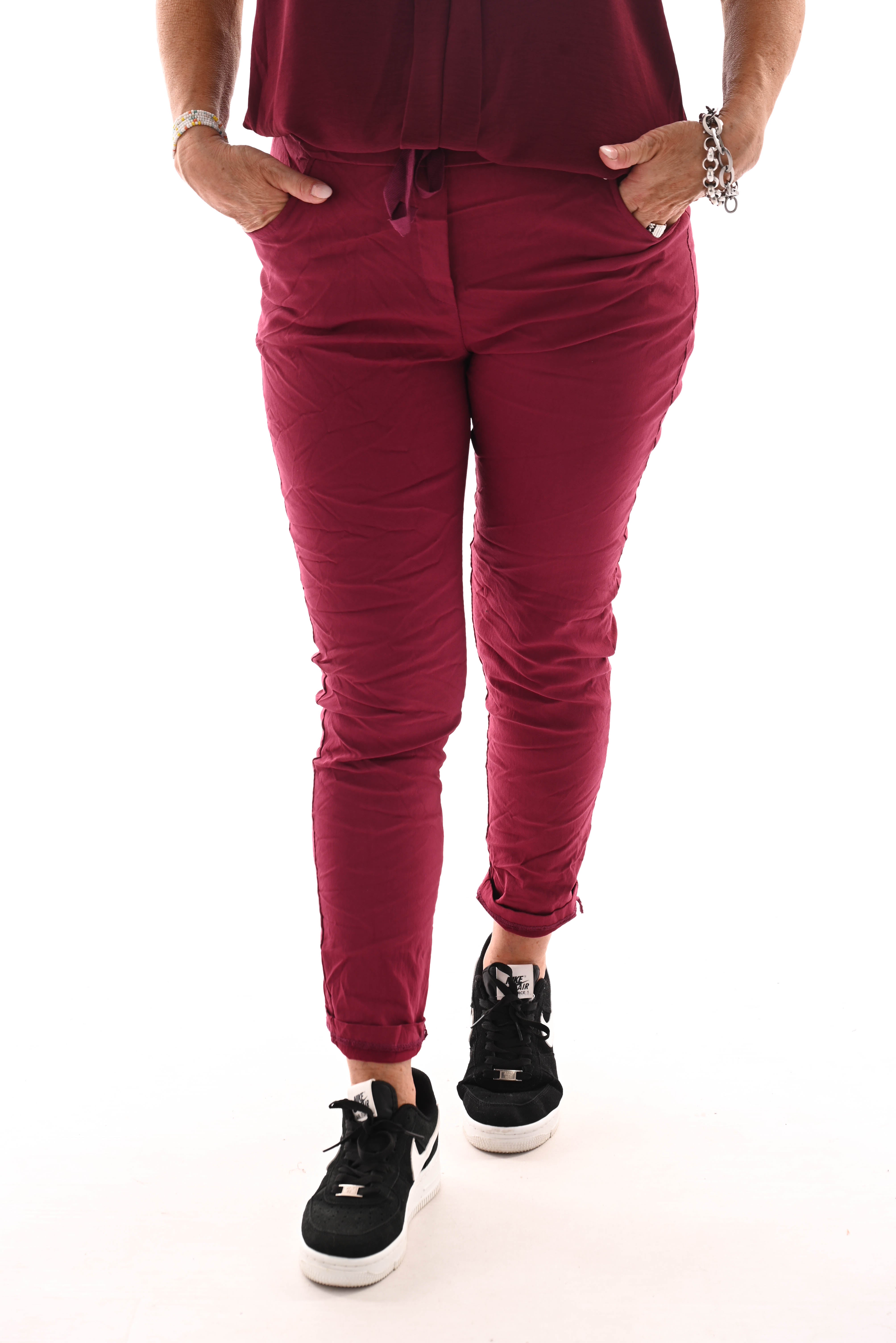 Stretchbroek uni bordeaux