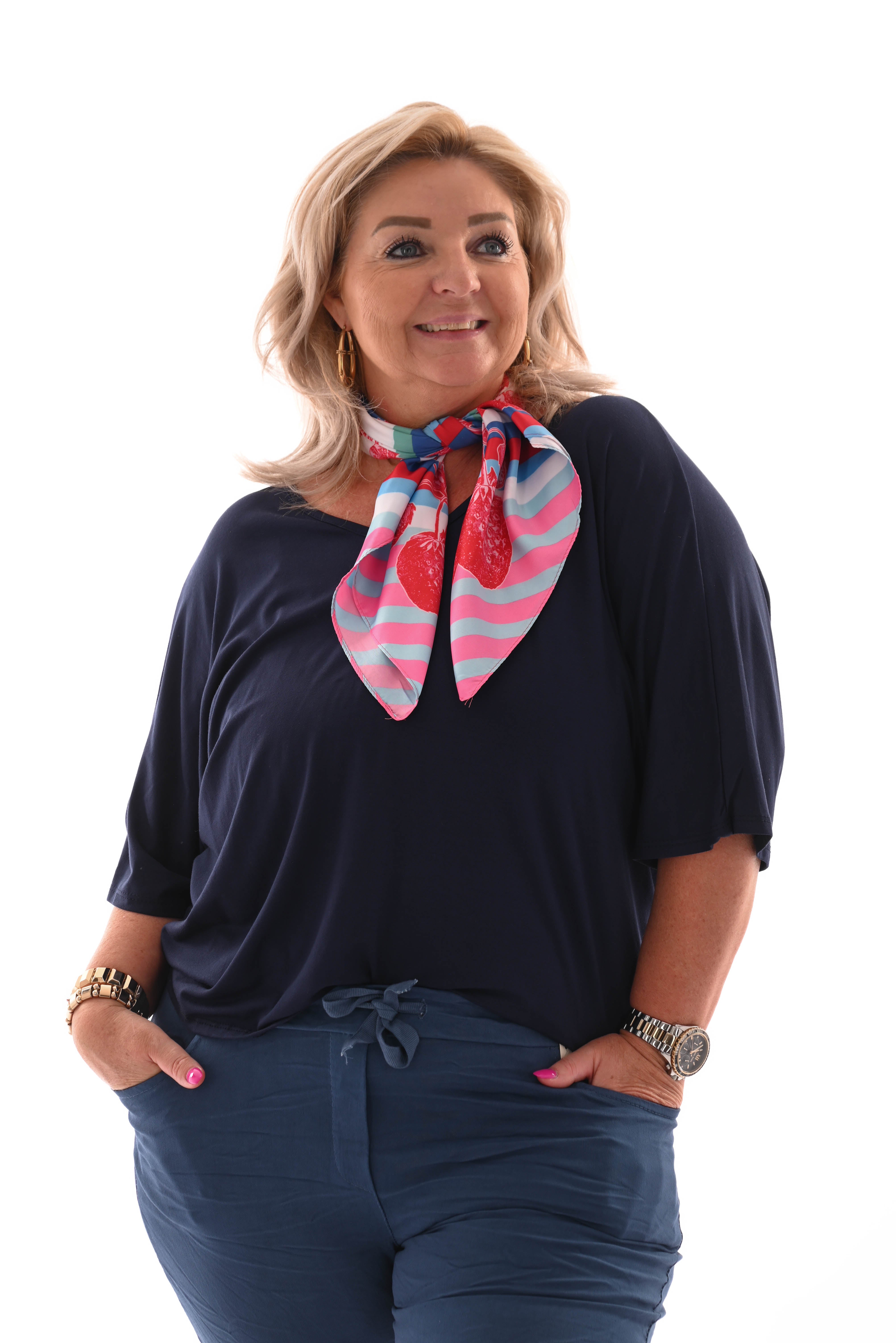 Shirt met strik marineblauw