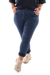 Stretchbroek uni jeansblauw