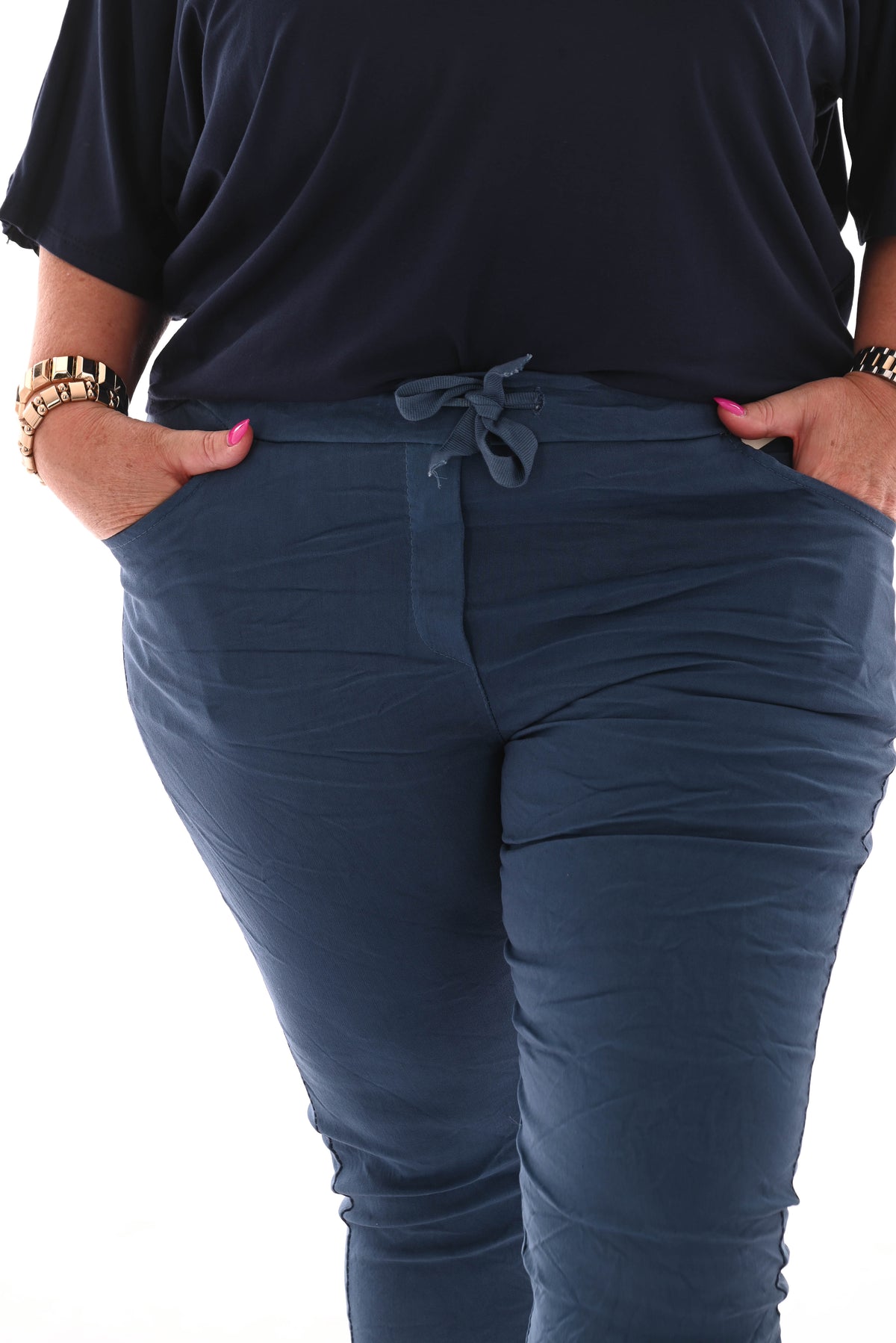 Stretchbroek uni jeansblauw